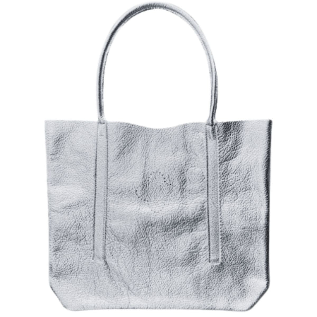 Sac cabas en cuir argent pour femme
