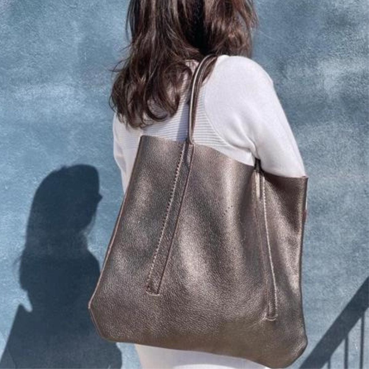 Sac cabas en cuir bronze