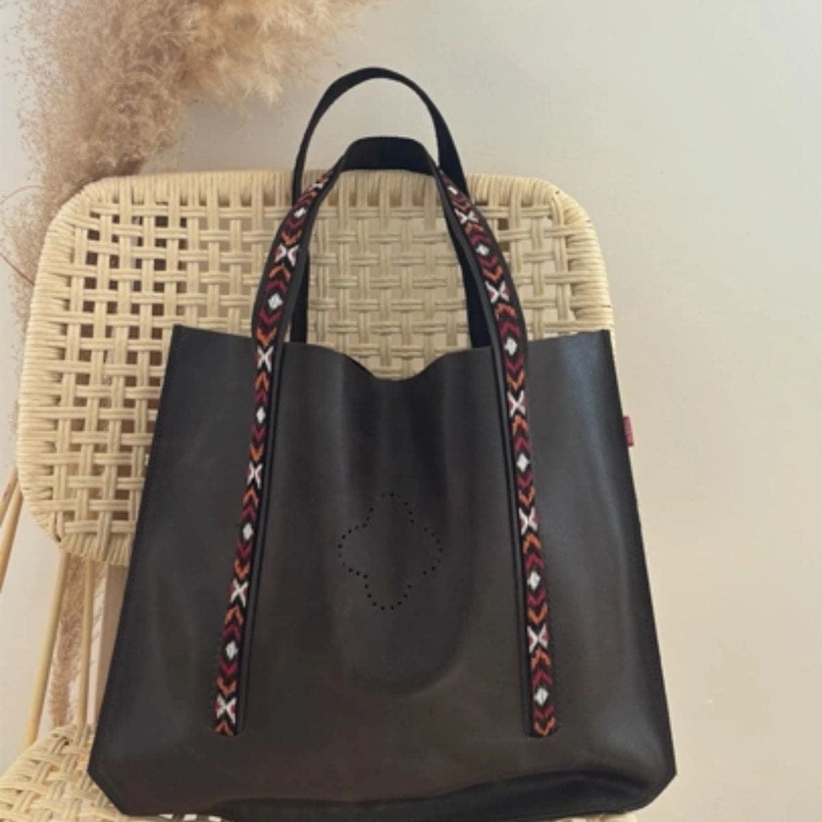 Sac cabas en cuir chocolat