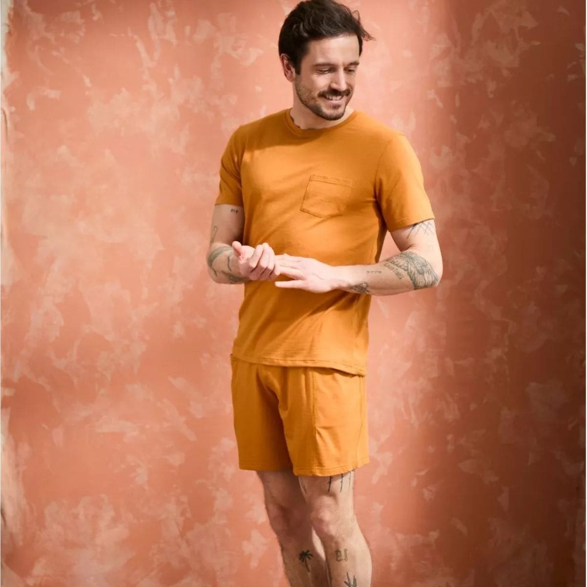 Short coton Homme Orange