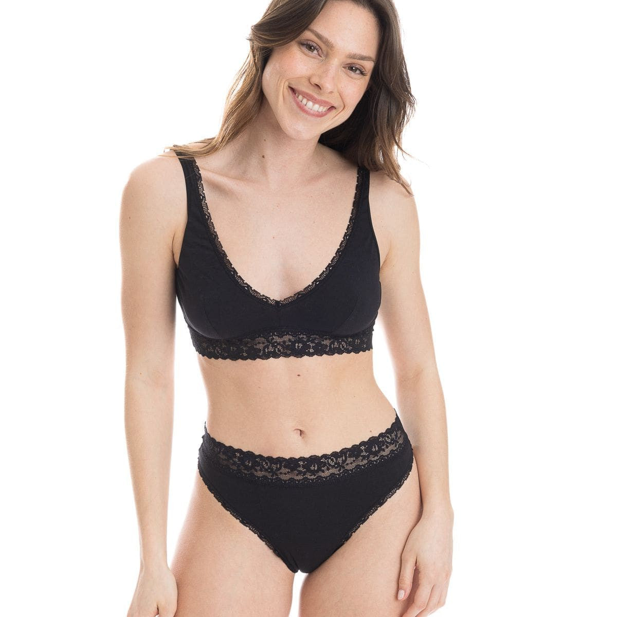 Sous vêtement coton - String dentelle noir
