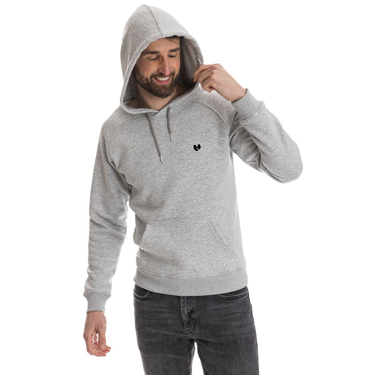Sweat à capuche homme gris à poche