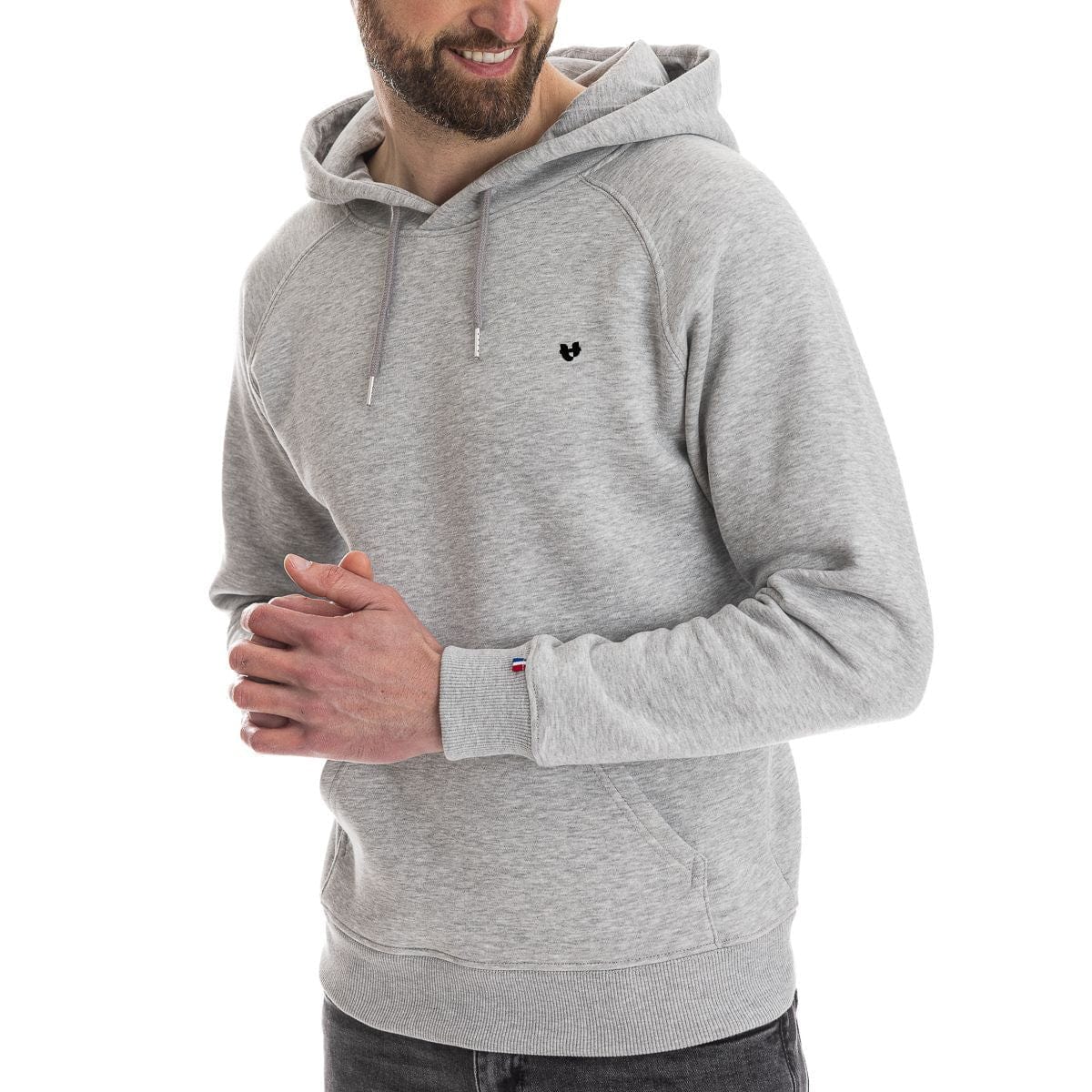 Sweat à capuche homme gris à poche