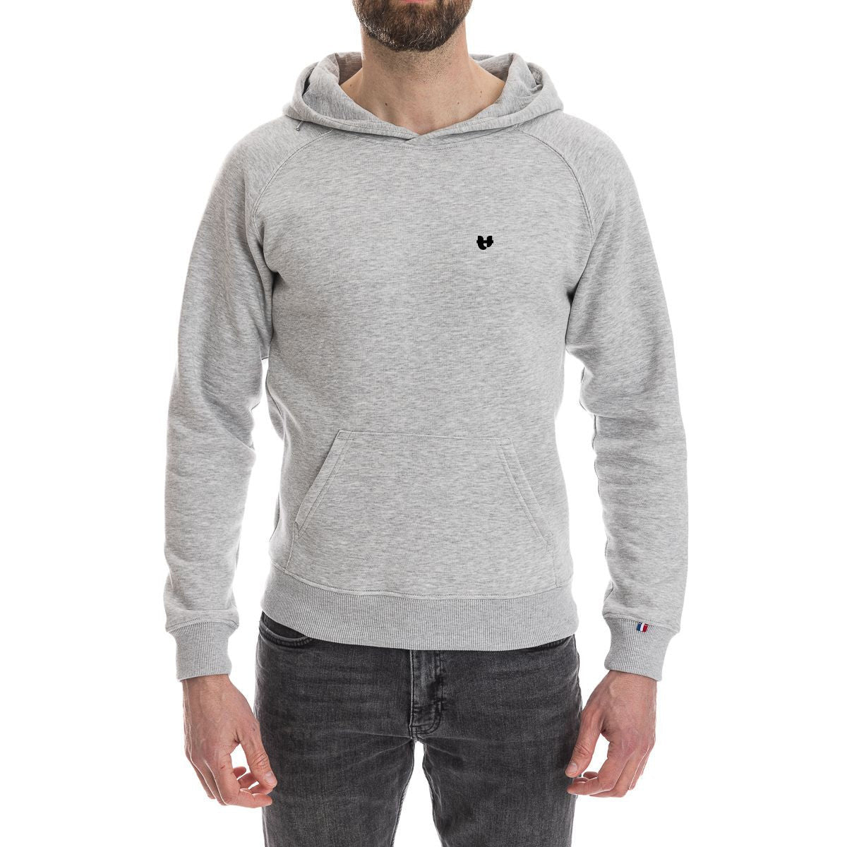 Sweat à capuche homme gris à poche