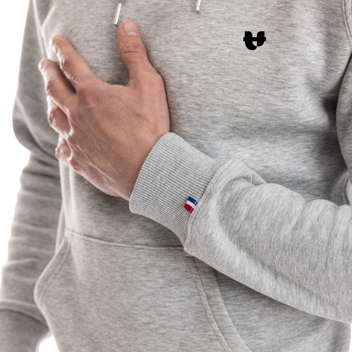 Sweat à capuche homme gris à poche