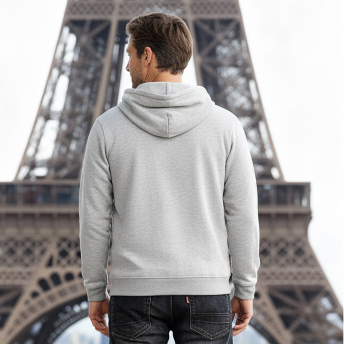 Sweat capuche gris chiné