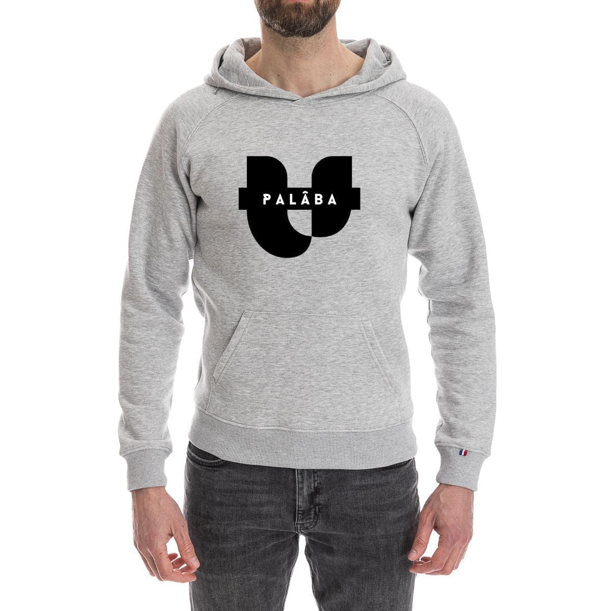 Sweat à capuche homme gris avec cordon et poches