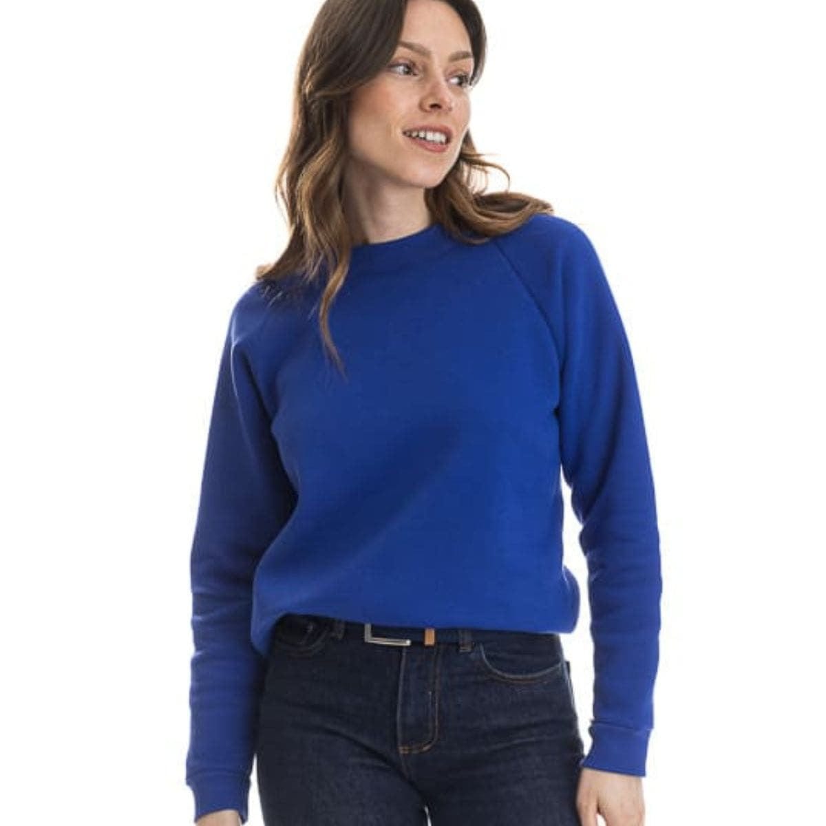 Sweat bleu électrique pour femme sans capuche