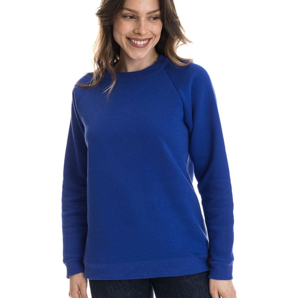 Sweat bleu électrique pour femme sans capuche