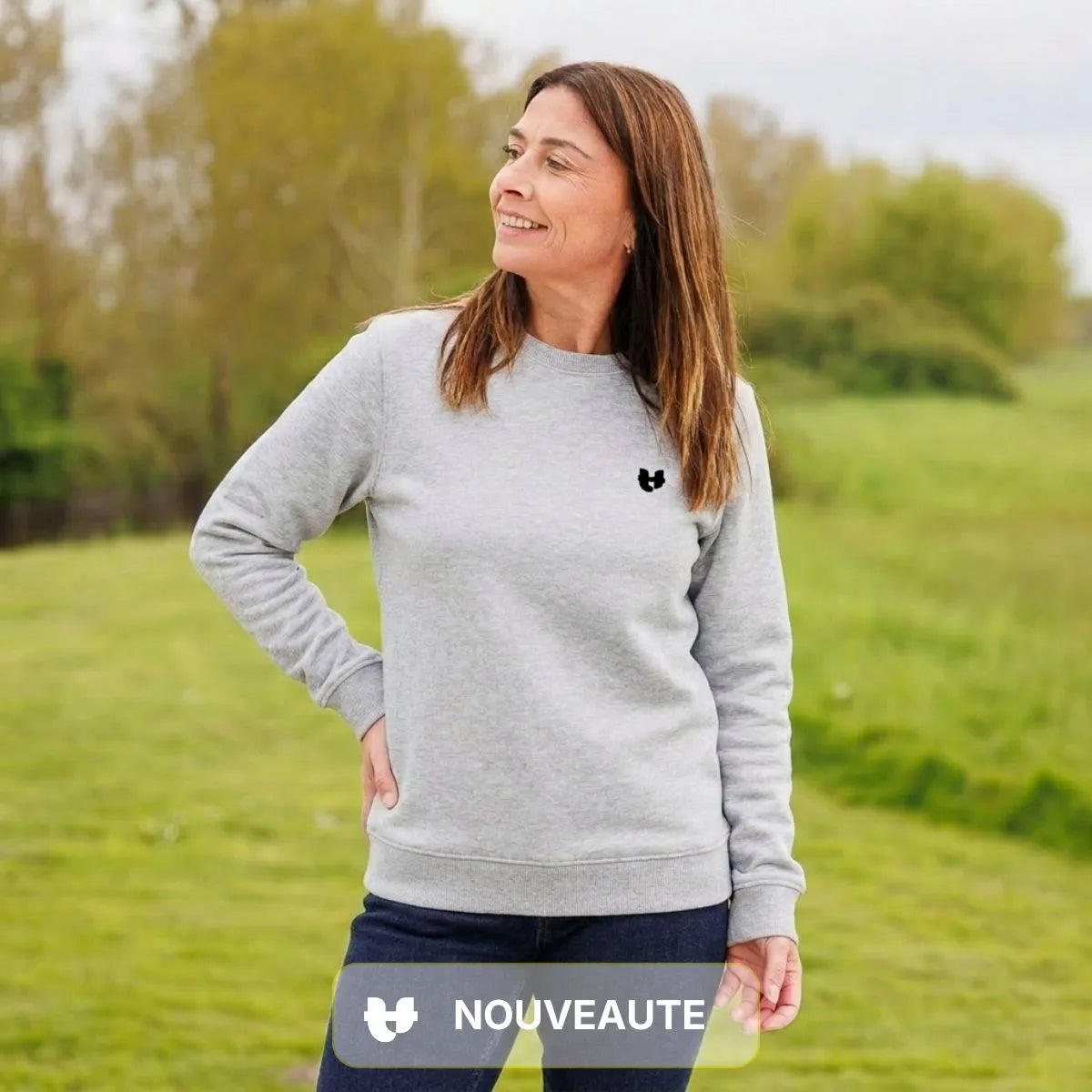 Sweat sans capuche gris femme COEUR