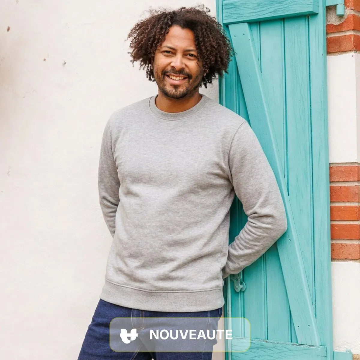 Sweat sans capuche gris homme PALABA