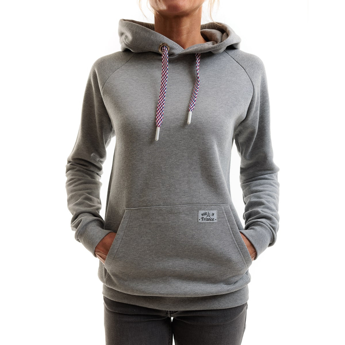 Sweat à capuche gris pour femme