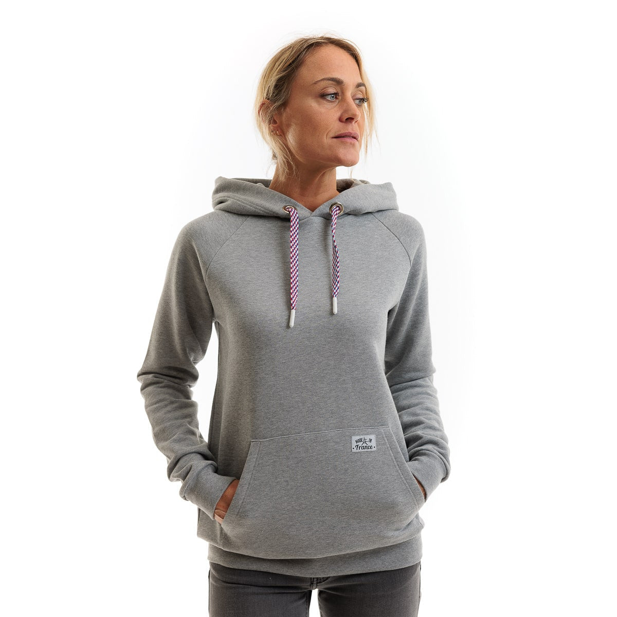 Sweat à capuche gris pour femme