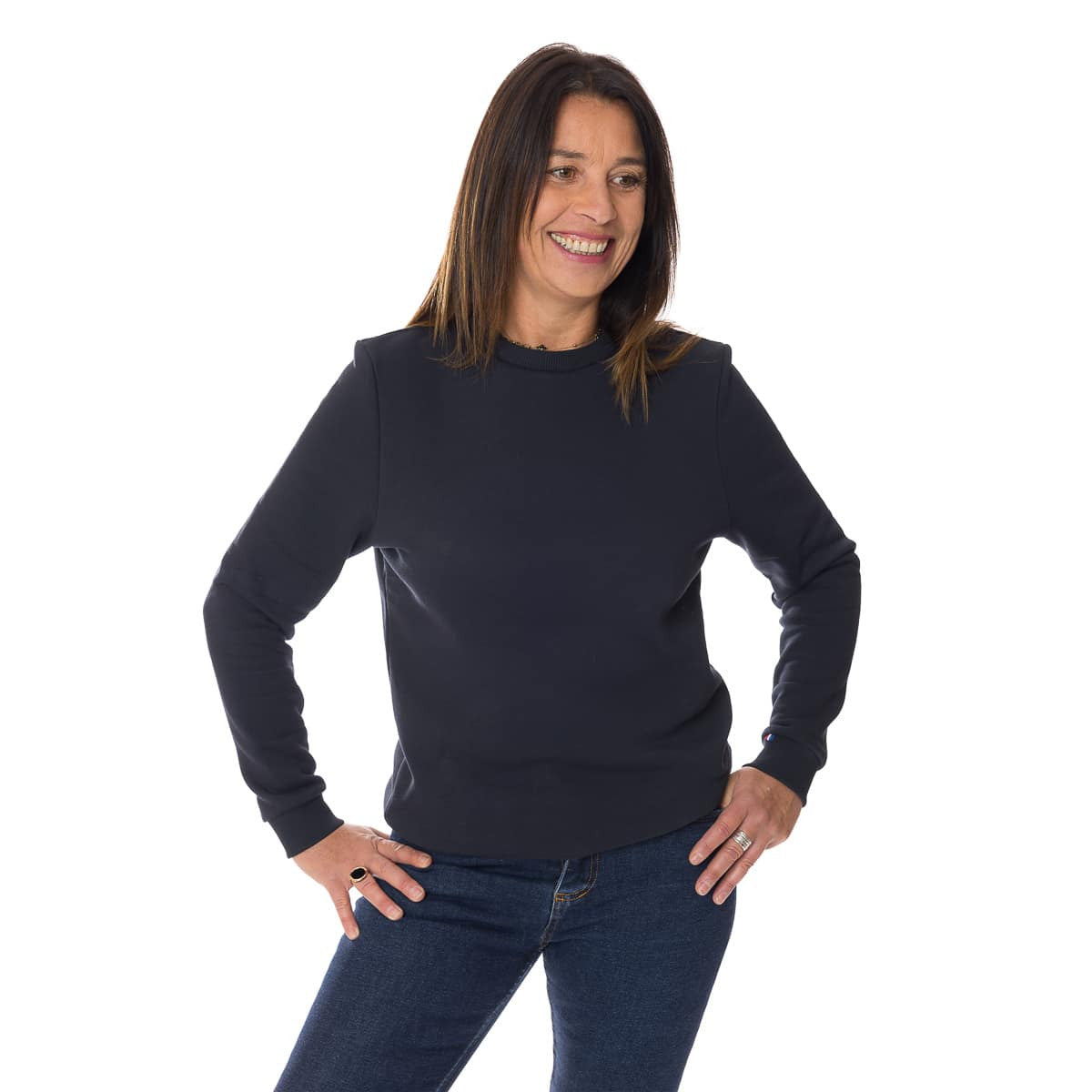 Sweat Bleu Marine sans capuche pour femme
