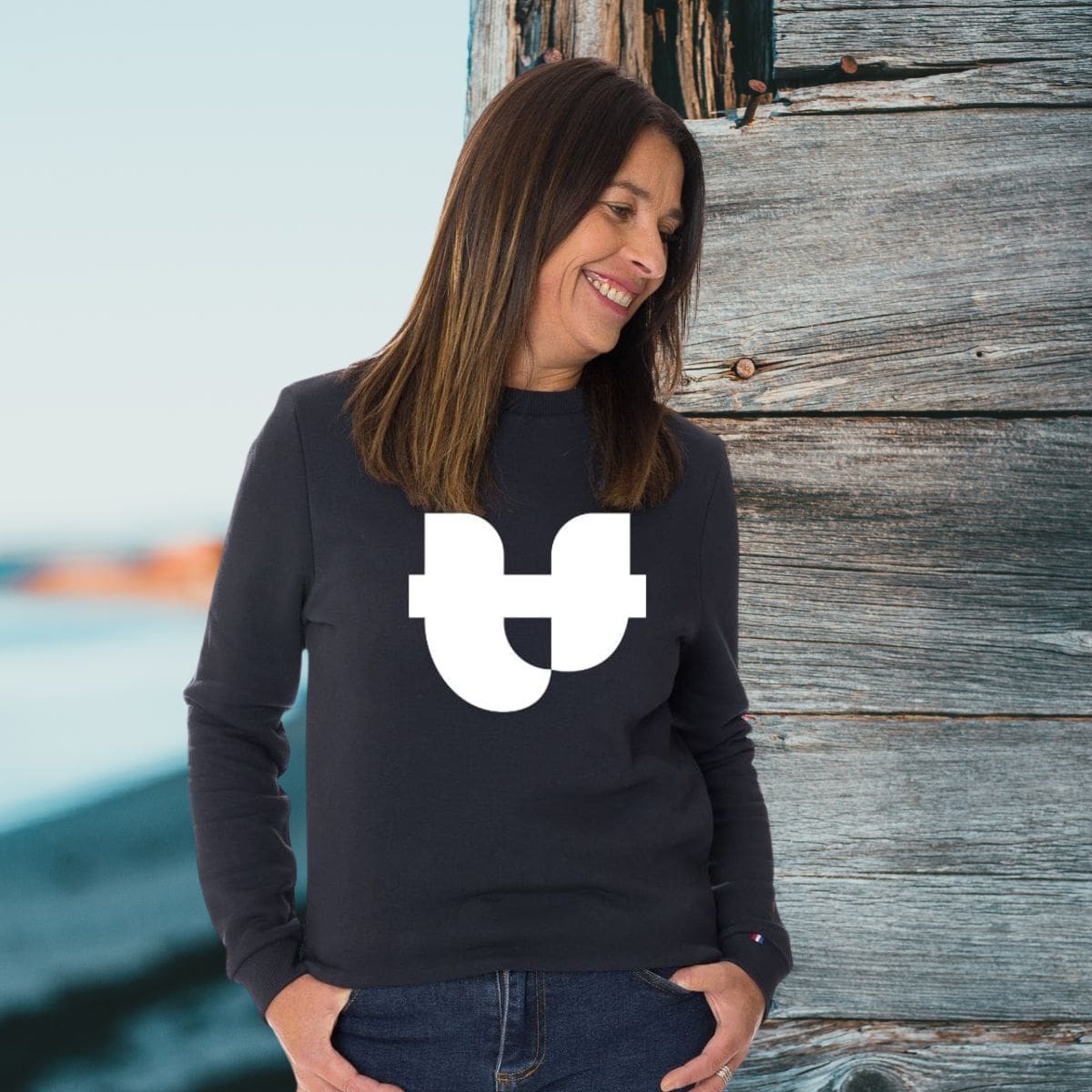 Pull Femme Hiver Ample - Col Rond, Manches Longues, Imprimé Lettres, Streetwear Décontracté