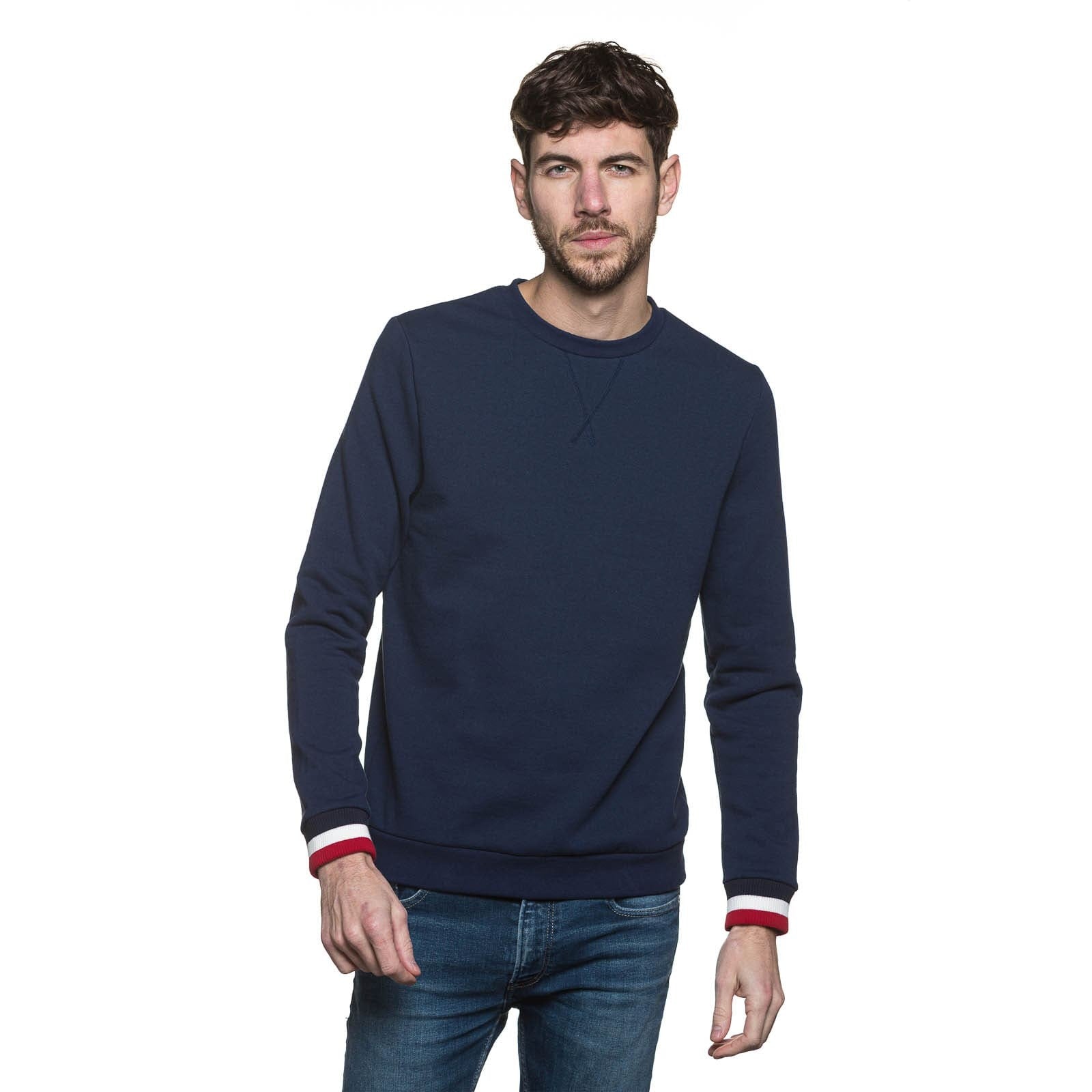 sweat français bleu marine pour homme à col rond