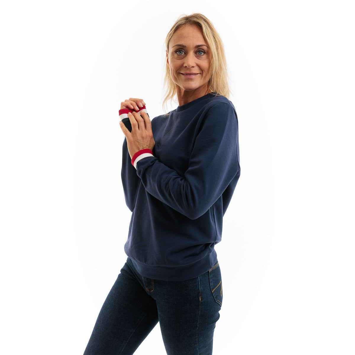 sweat pour femme pas cher sans capuche bleu marine