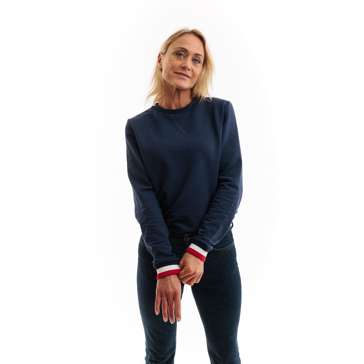 sweat pour femme pas cher sans capuche bleu marine