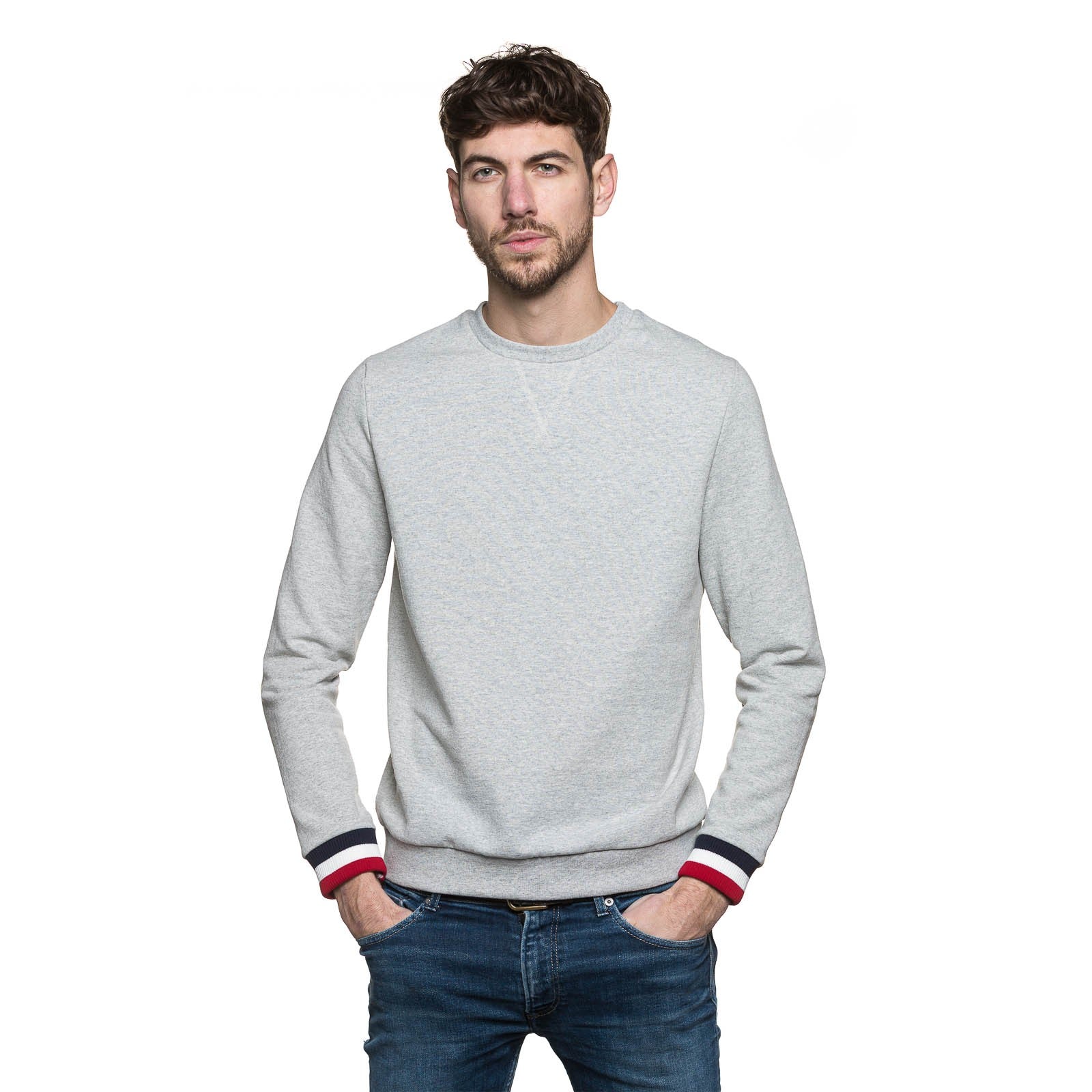 sweat français gris pour homme manche longue