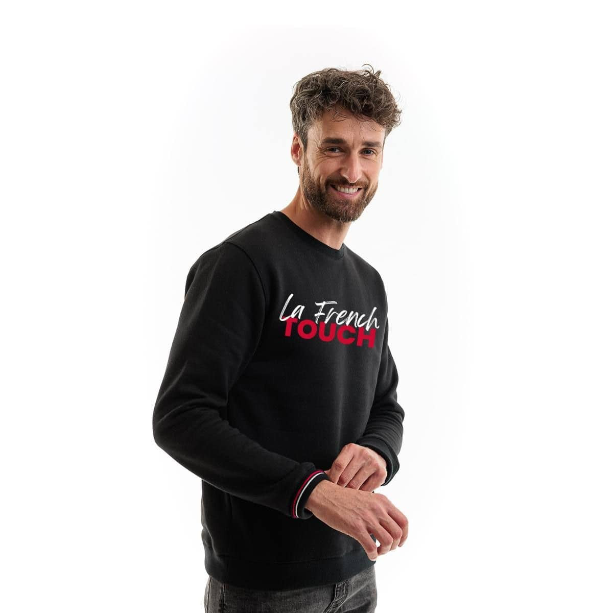 Sweat homme sans capuche noir à manche longue