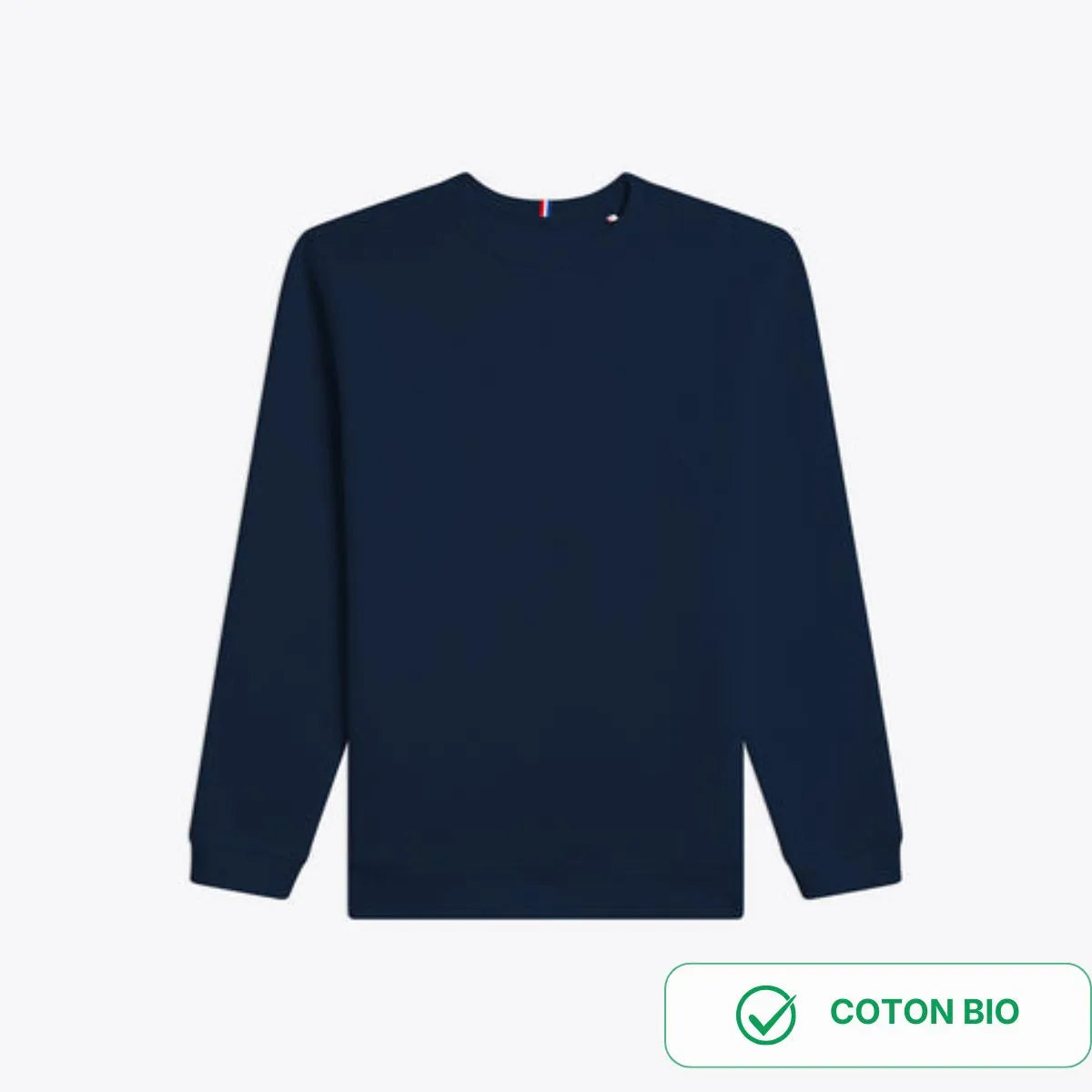 Sweat sans capuche pour femme marine en coton bio made in france