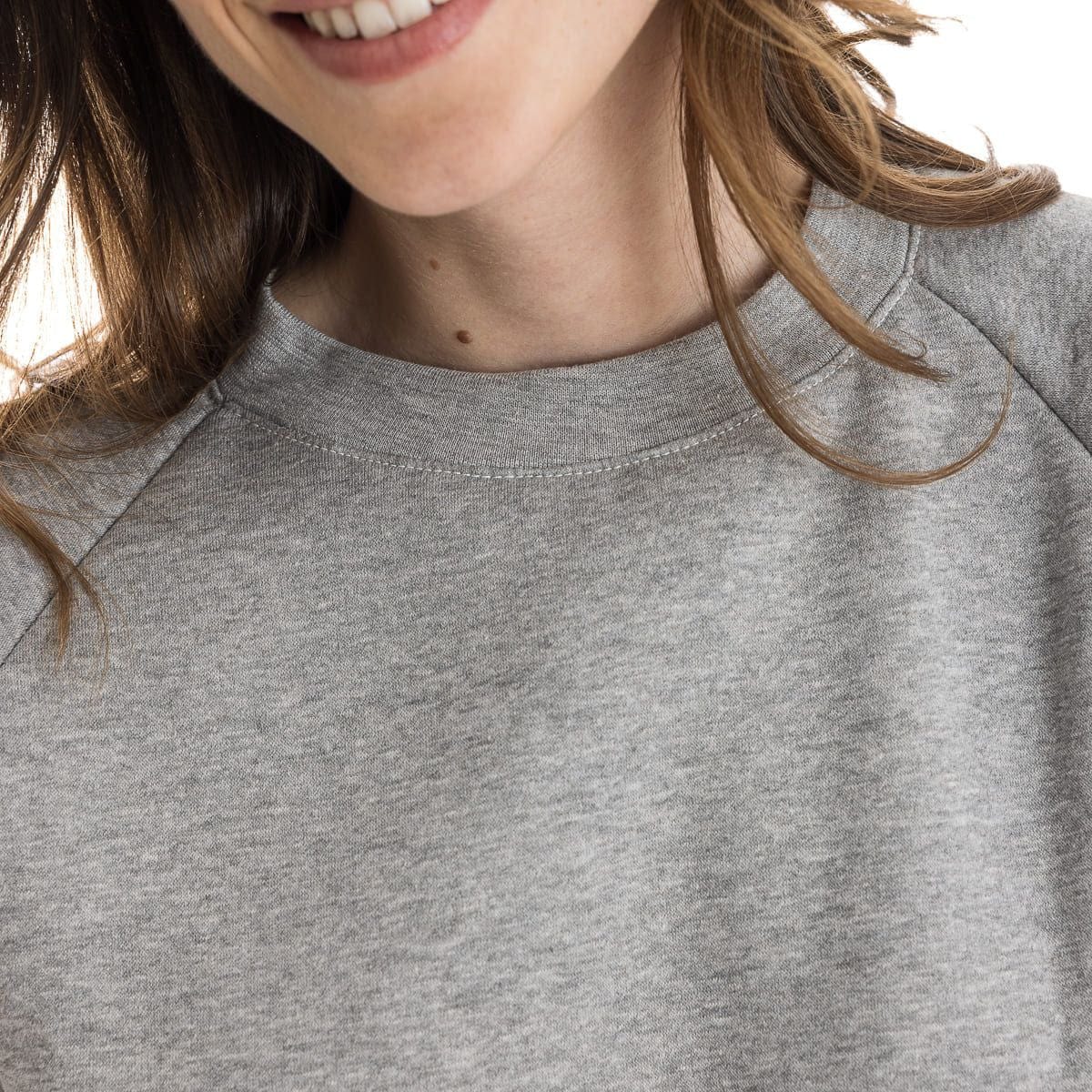 Sweat femme sans capuche gris en coton