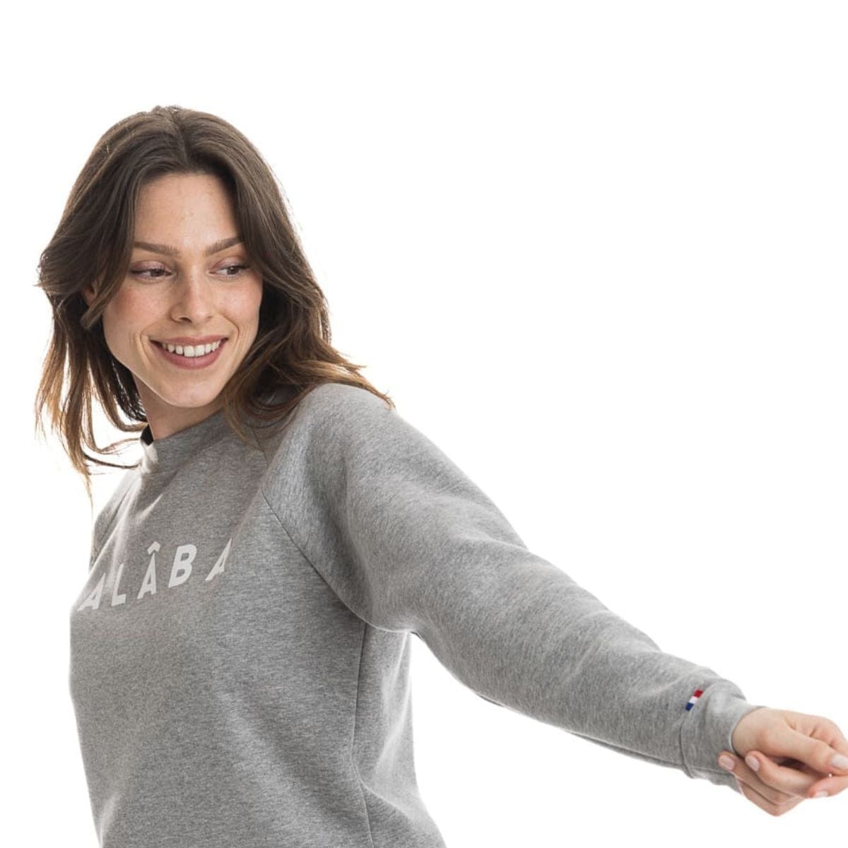 Sweat femme sans capuche gris en coton