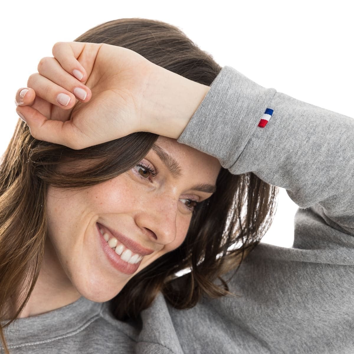 Sweat femme sans capuche gris en coton