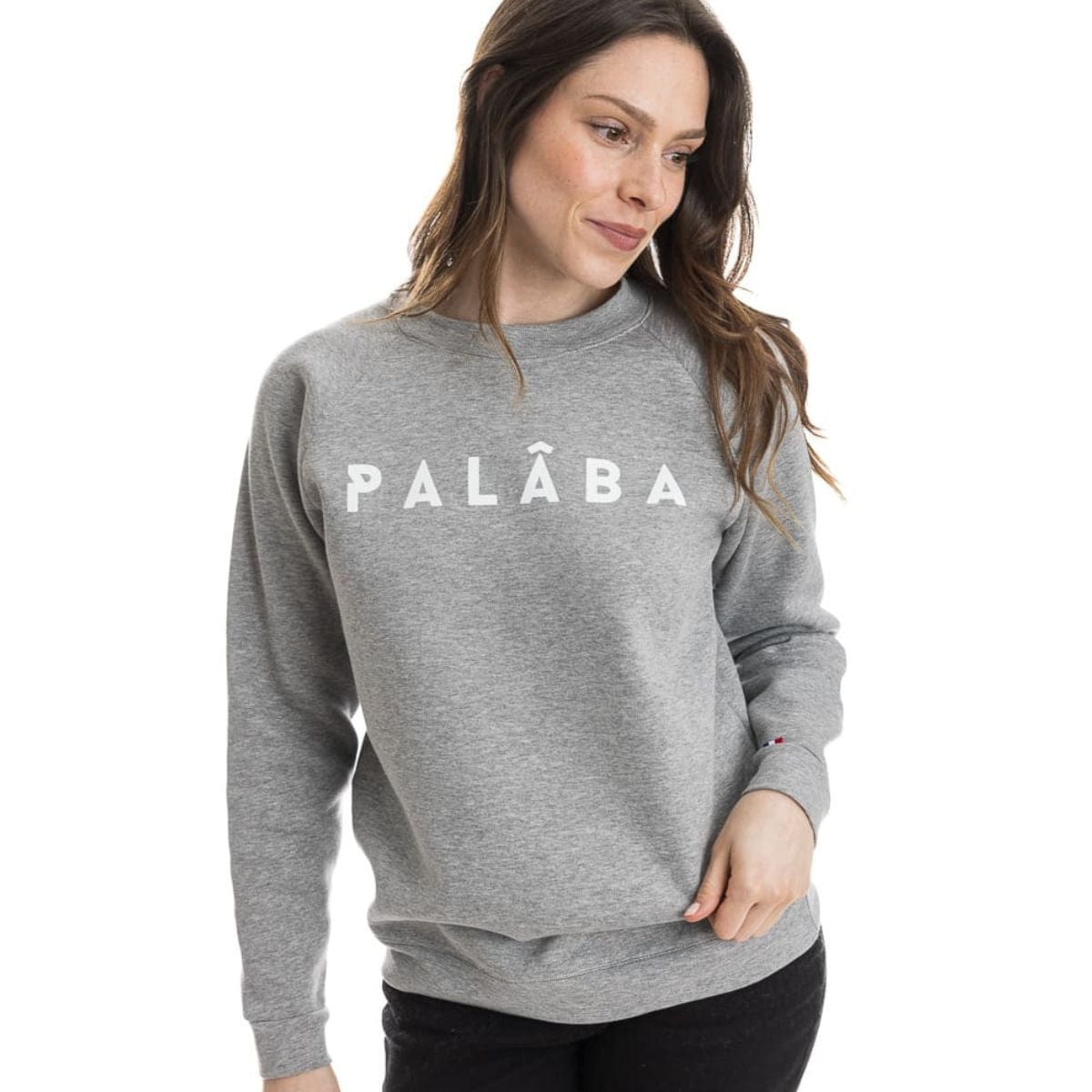 Sweat femme sans capuche gris en coton