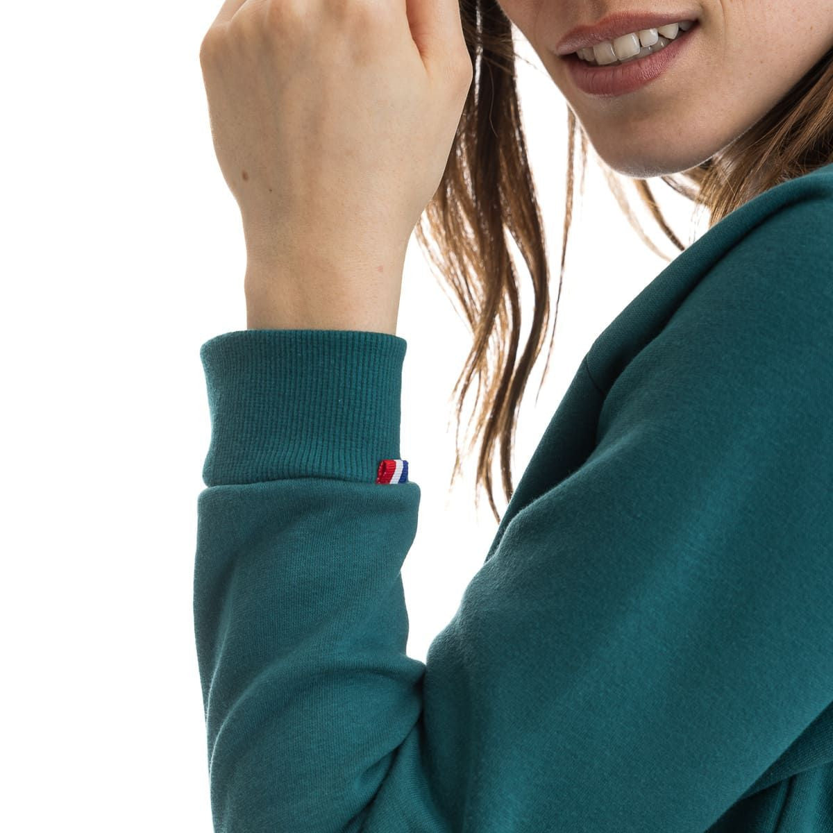Sweat vert pour femme sans capuche en coton