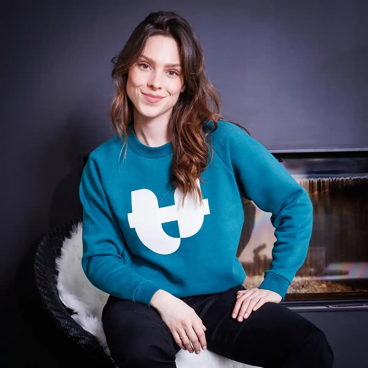 sweat vert sans capuche pour femme made in france en coton bio