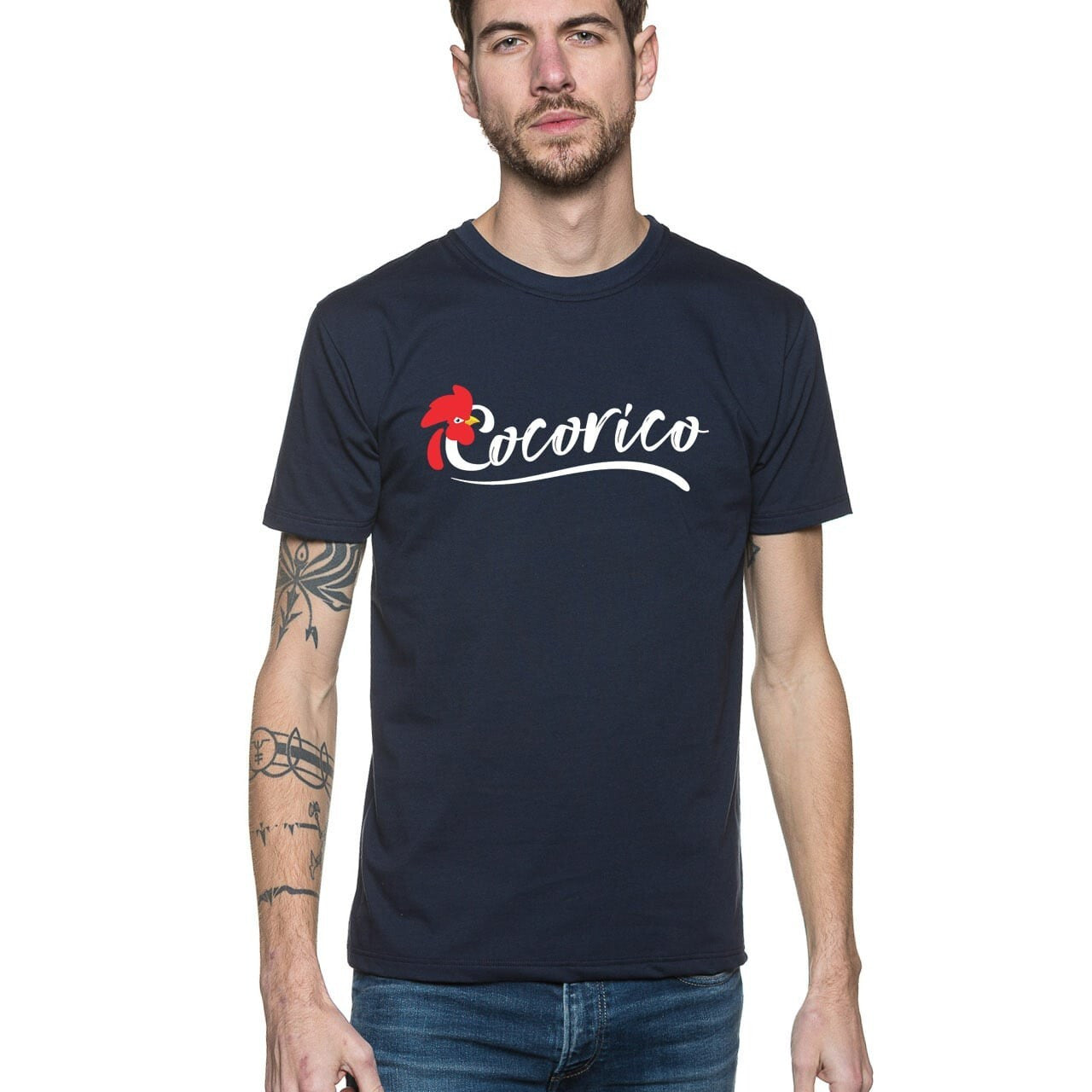 T-shirt cocorico à manche courte en coton bio et col rond