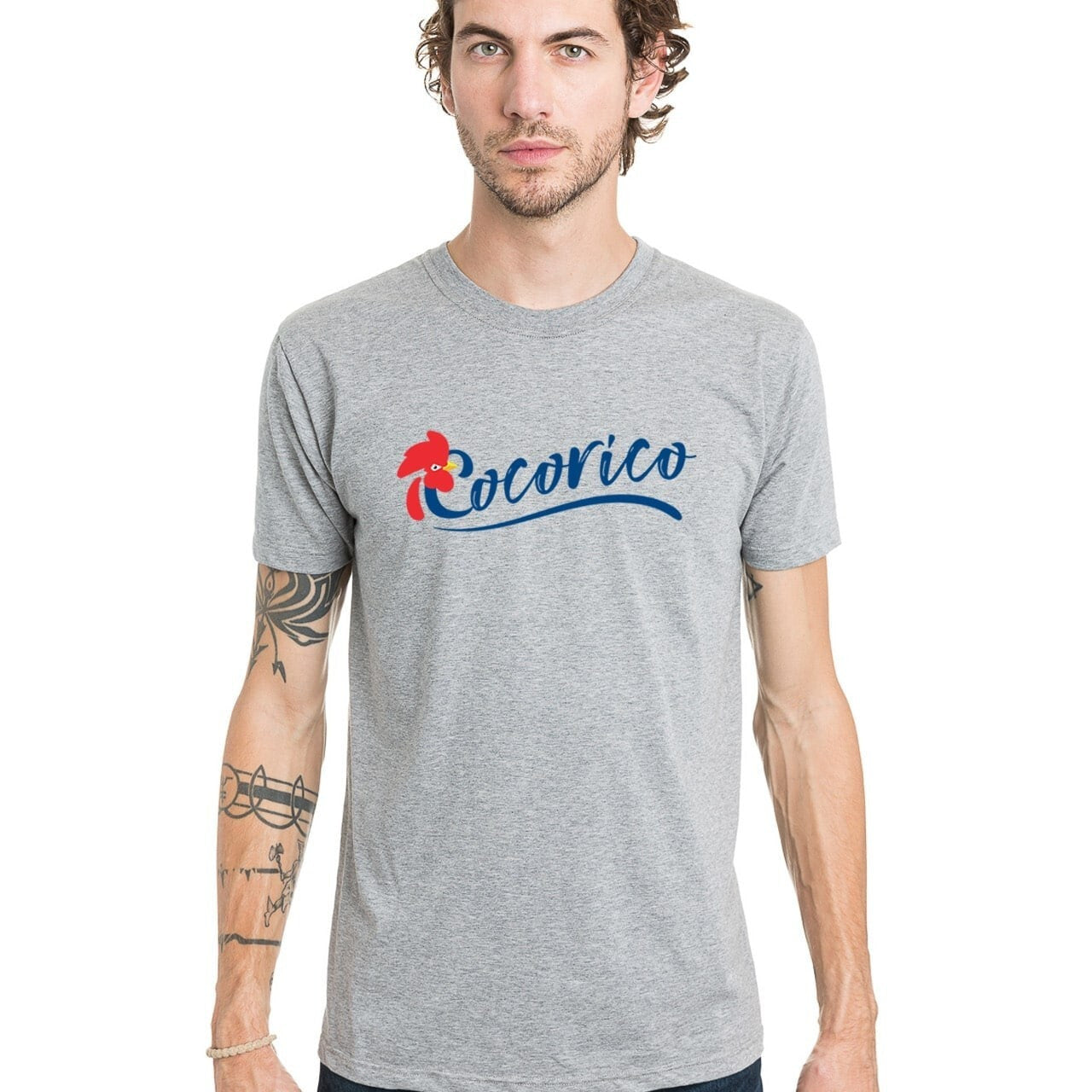 T-shirt cocorico à manche courte en coton bio et col rond