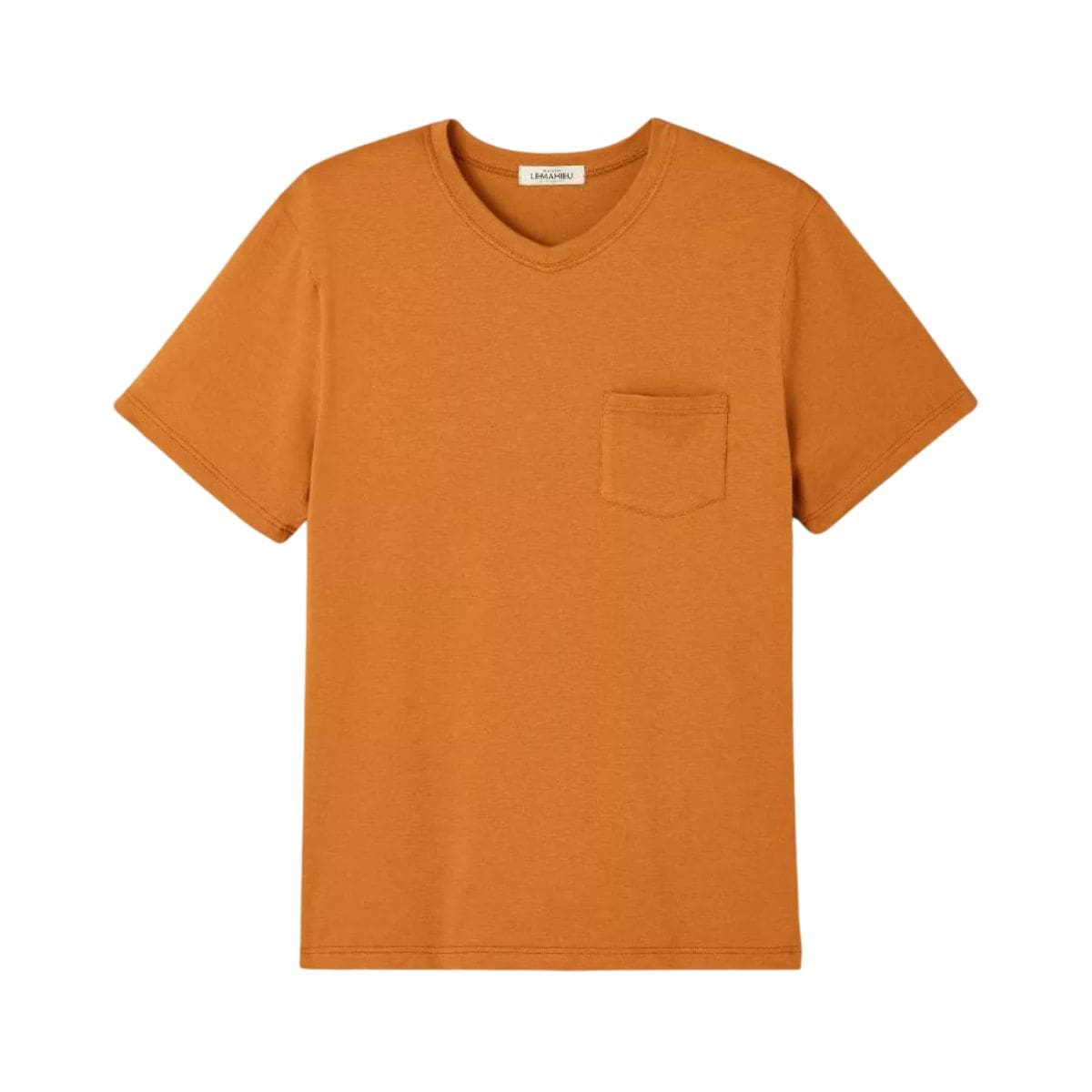 T-shirt Col V à poche Homme Orange