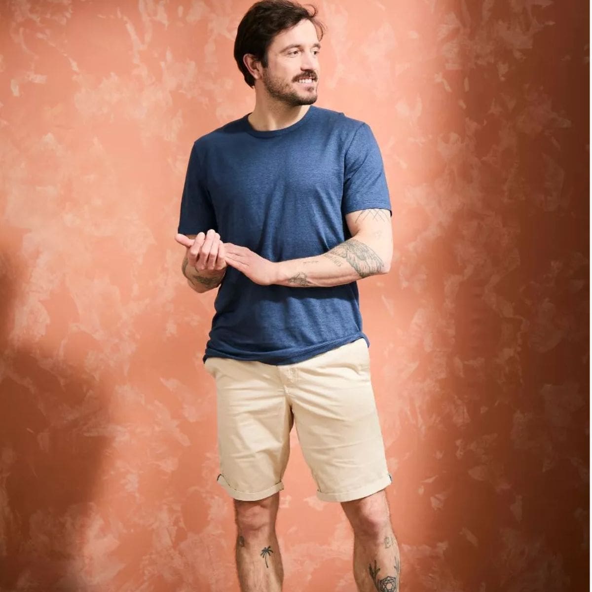 T-shirt en lin homme Marine