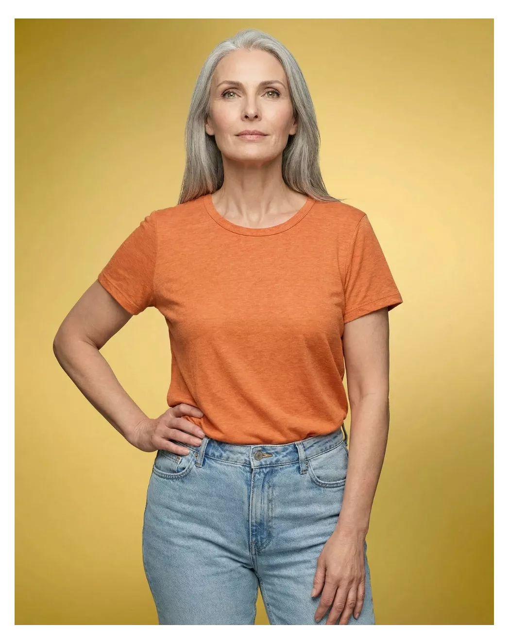 T-shirt en lin femme Orange Mandarine