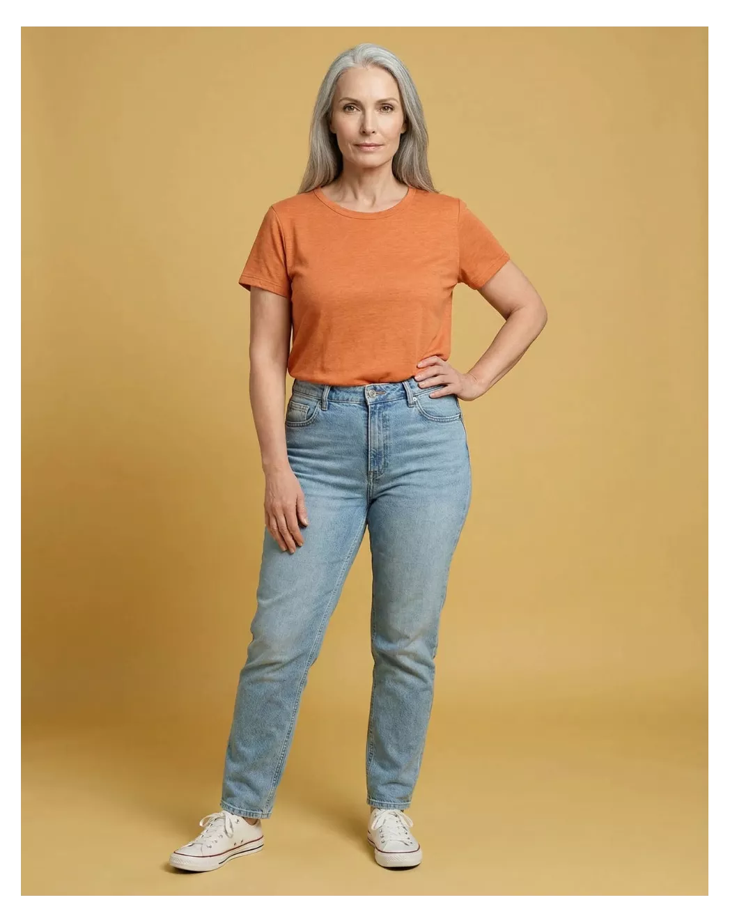 T-shirt en lin femme Orange Mandarine