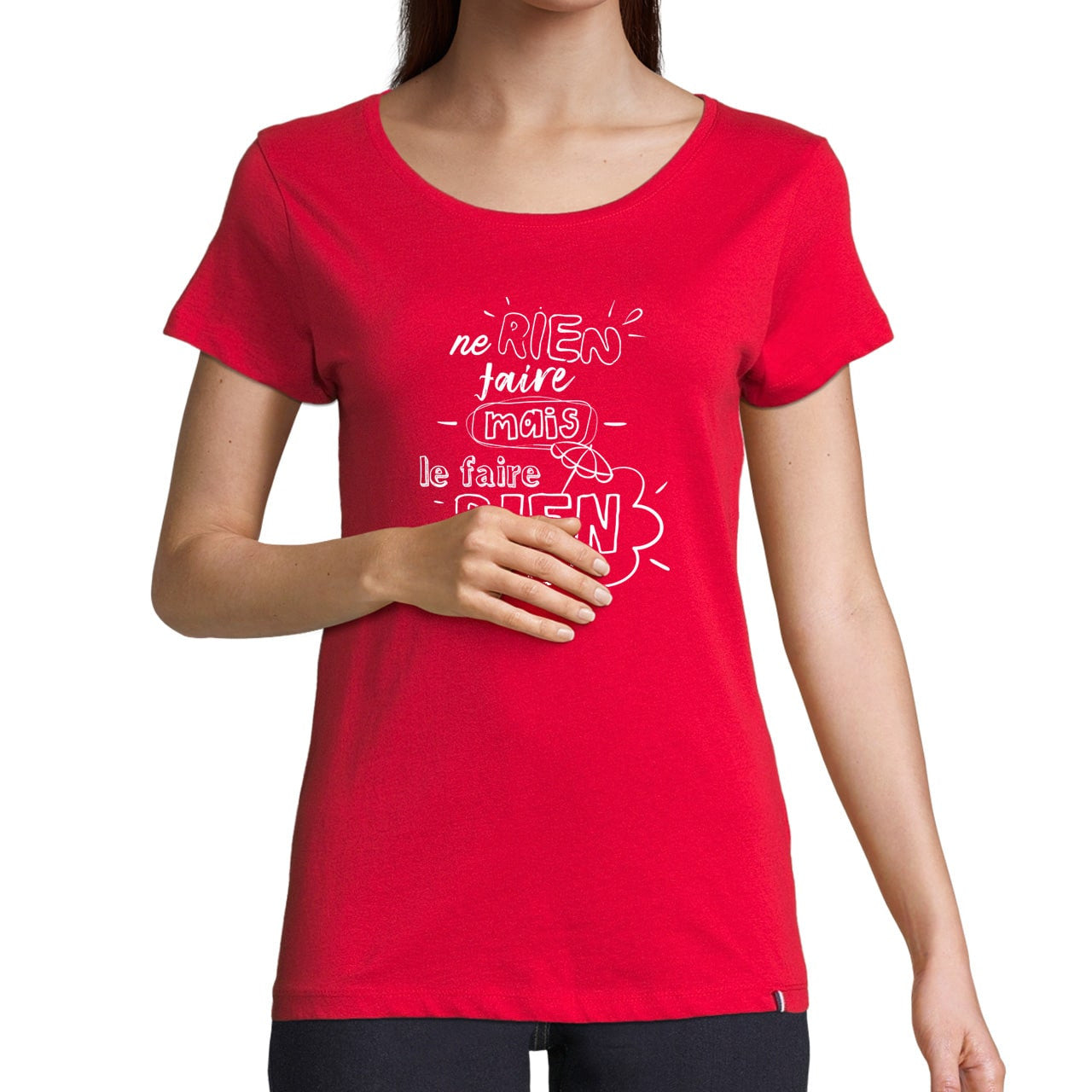 Tee shirt coton femme à col rond