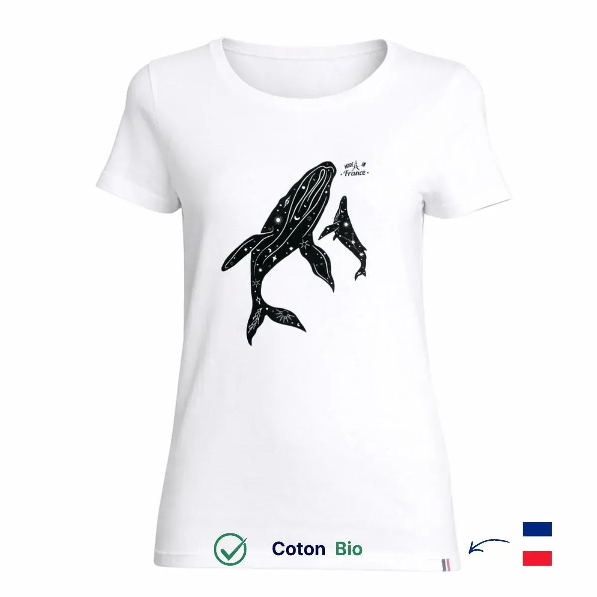 T-shirt femme blanc [ Baleines