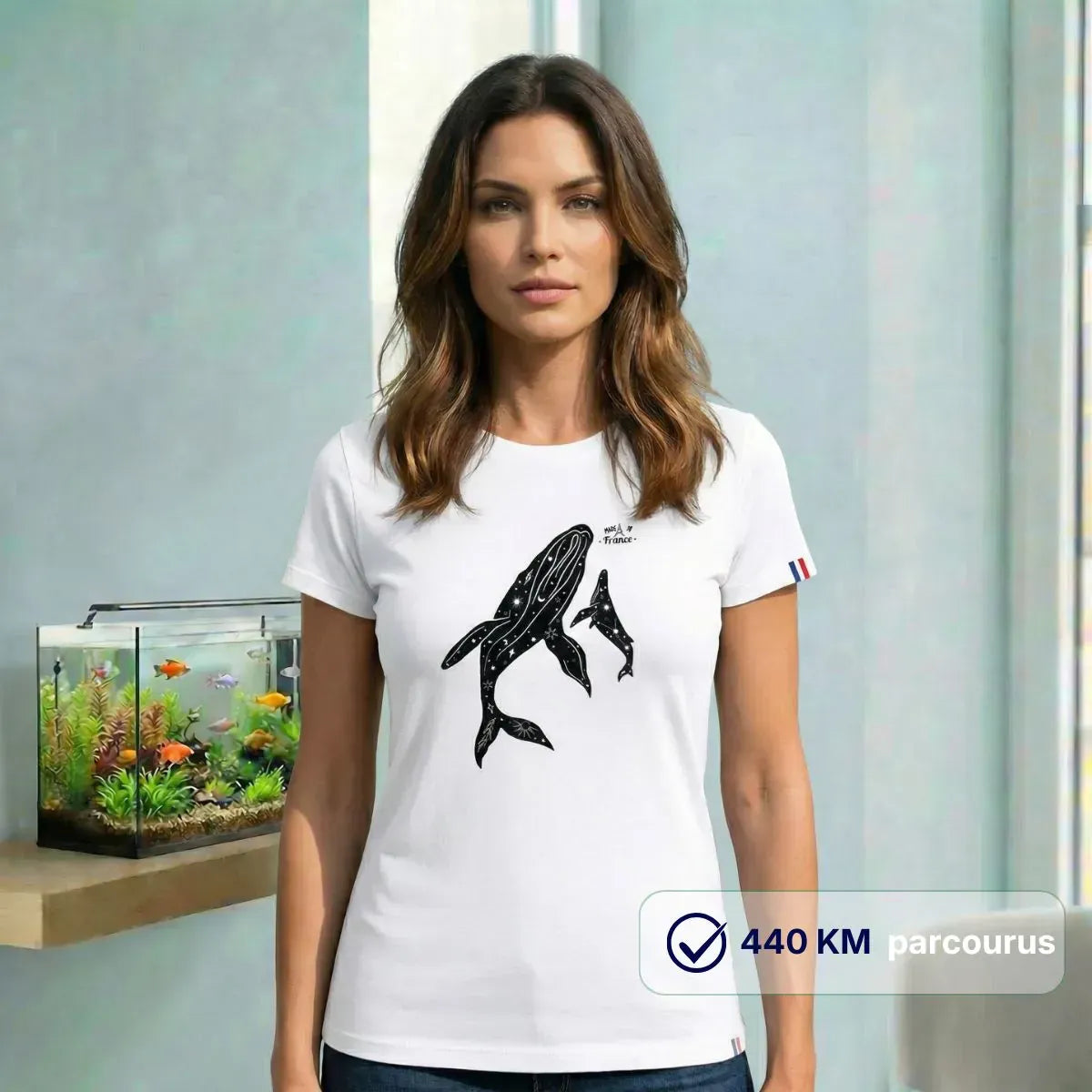 T-shirt femme blanc [ Baleines