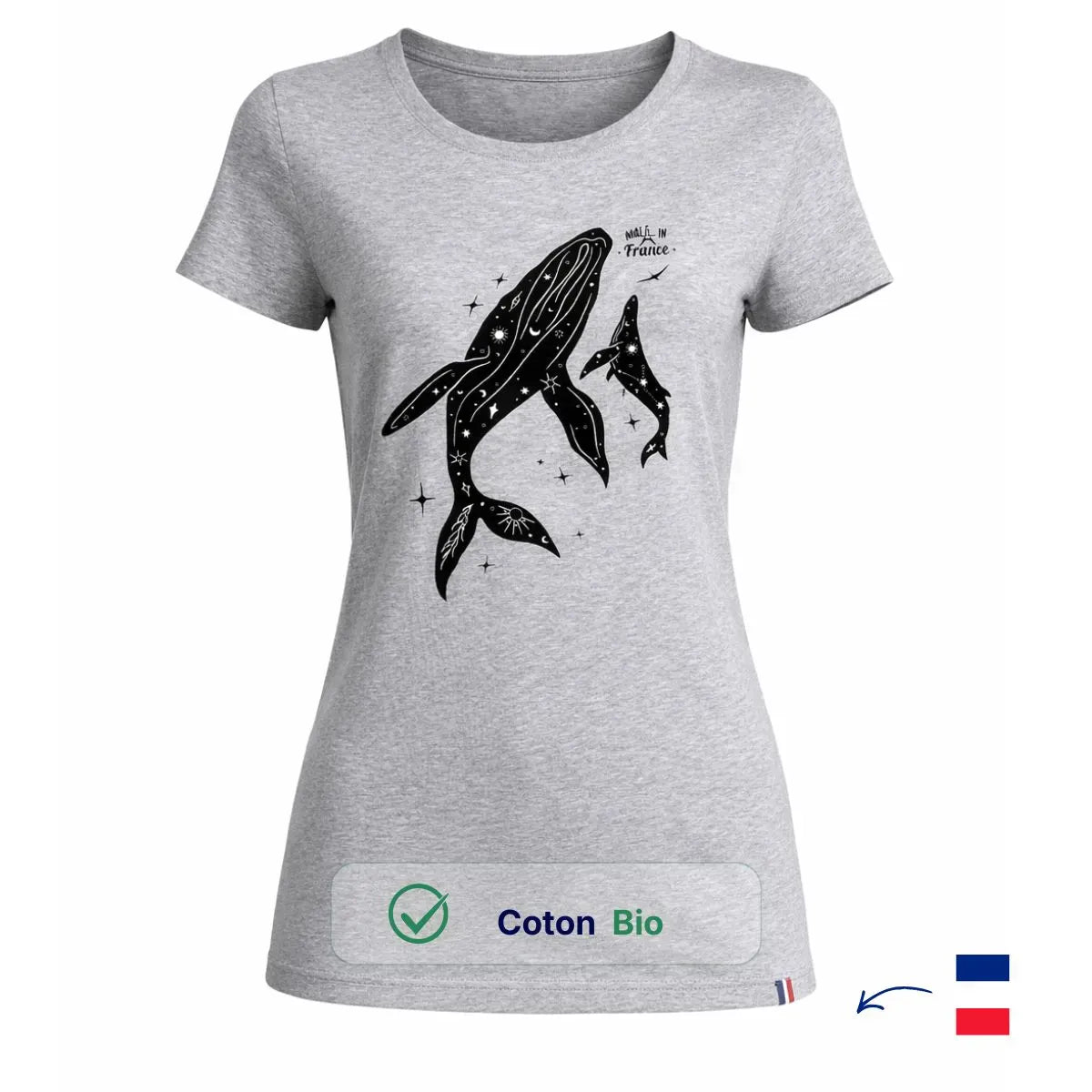 T-shirt femme gris [ Baleines