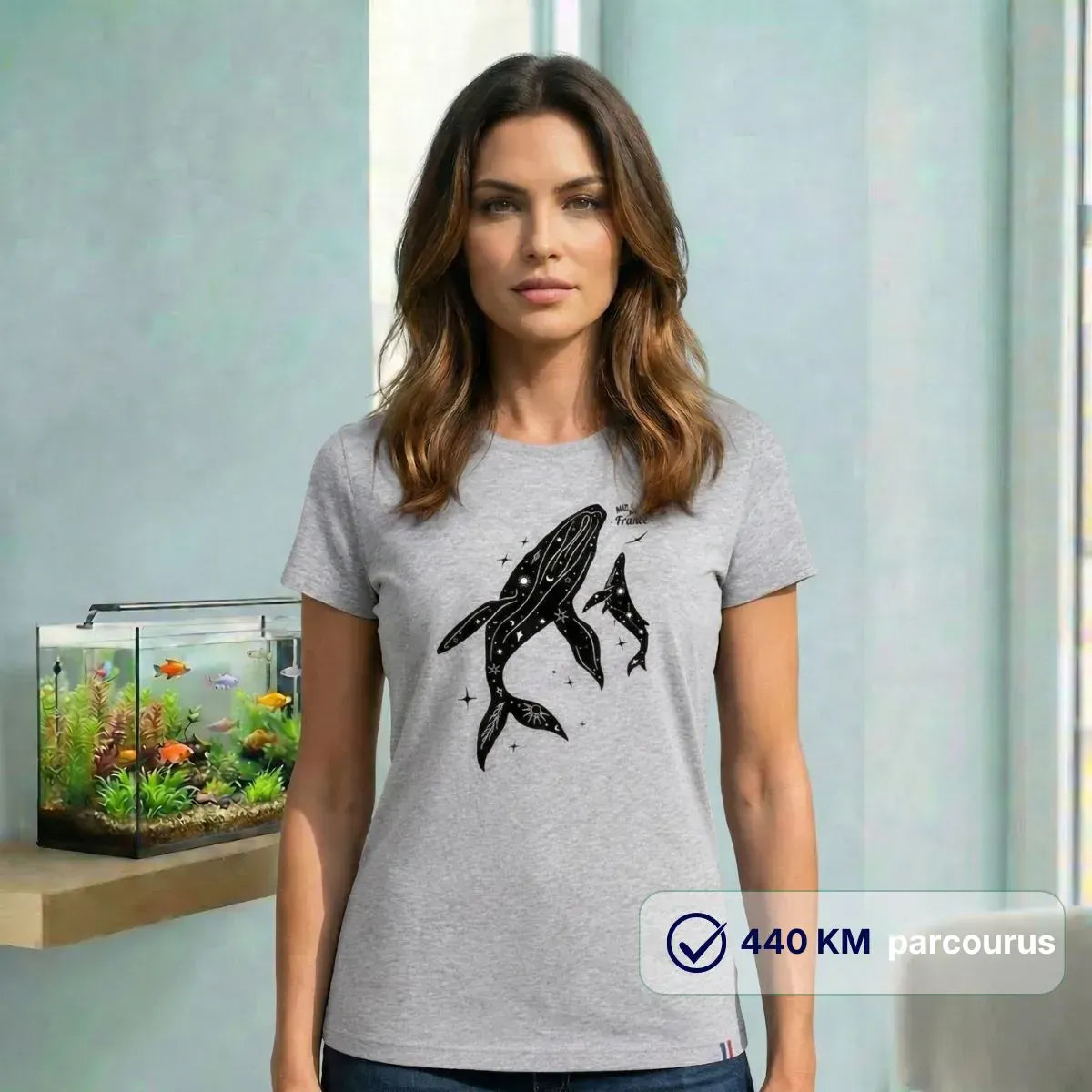 T-shirt femme gris [ Baleines