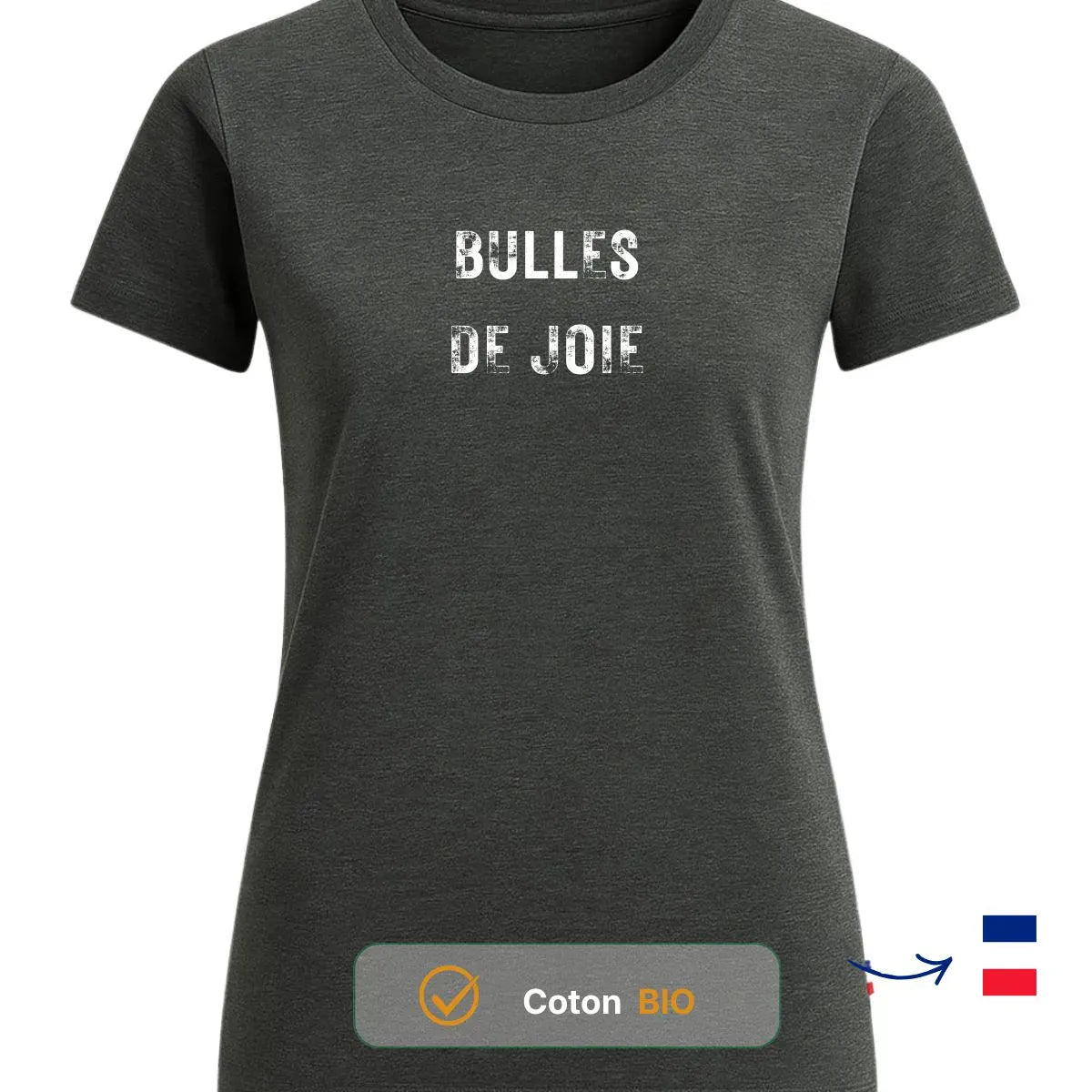 T-shirt femme gris chiné | BULLES DE JOIE