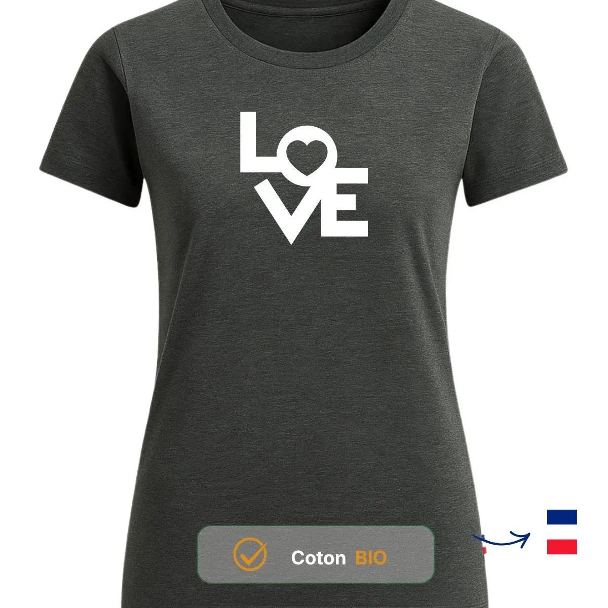 T-shirt femme gris chiné | LOVE