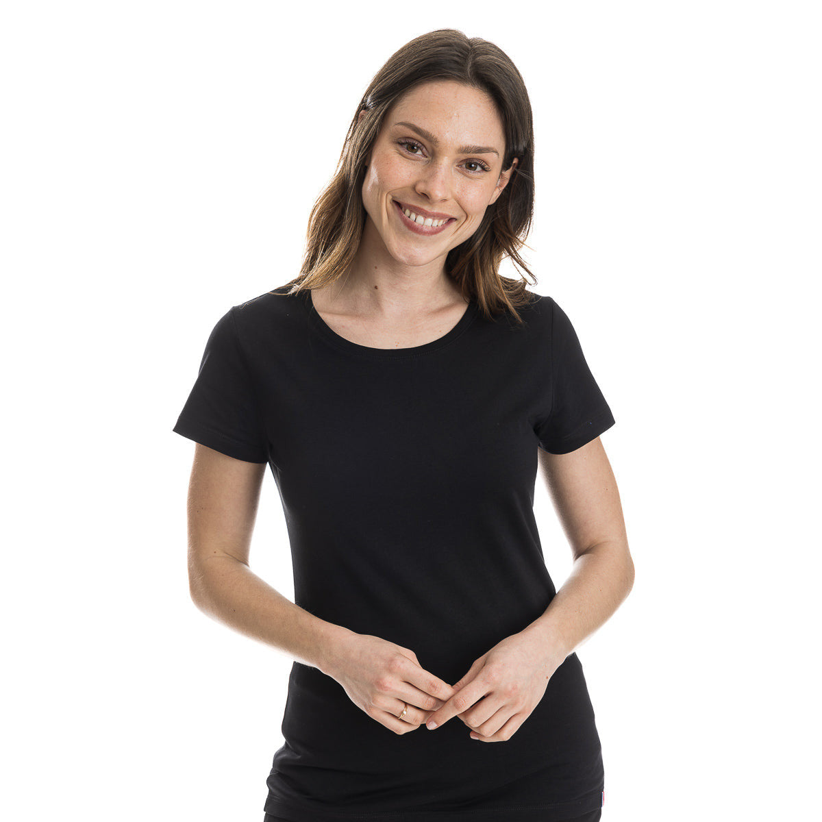 T-shirt noir femme en coton col rond fabriqué en France