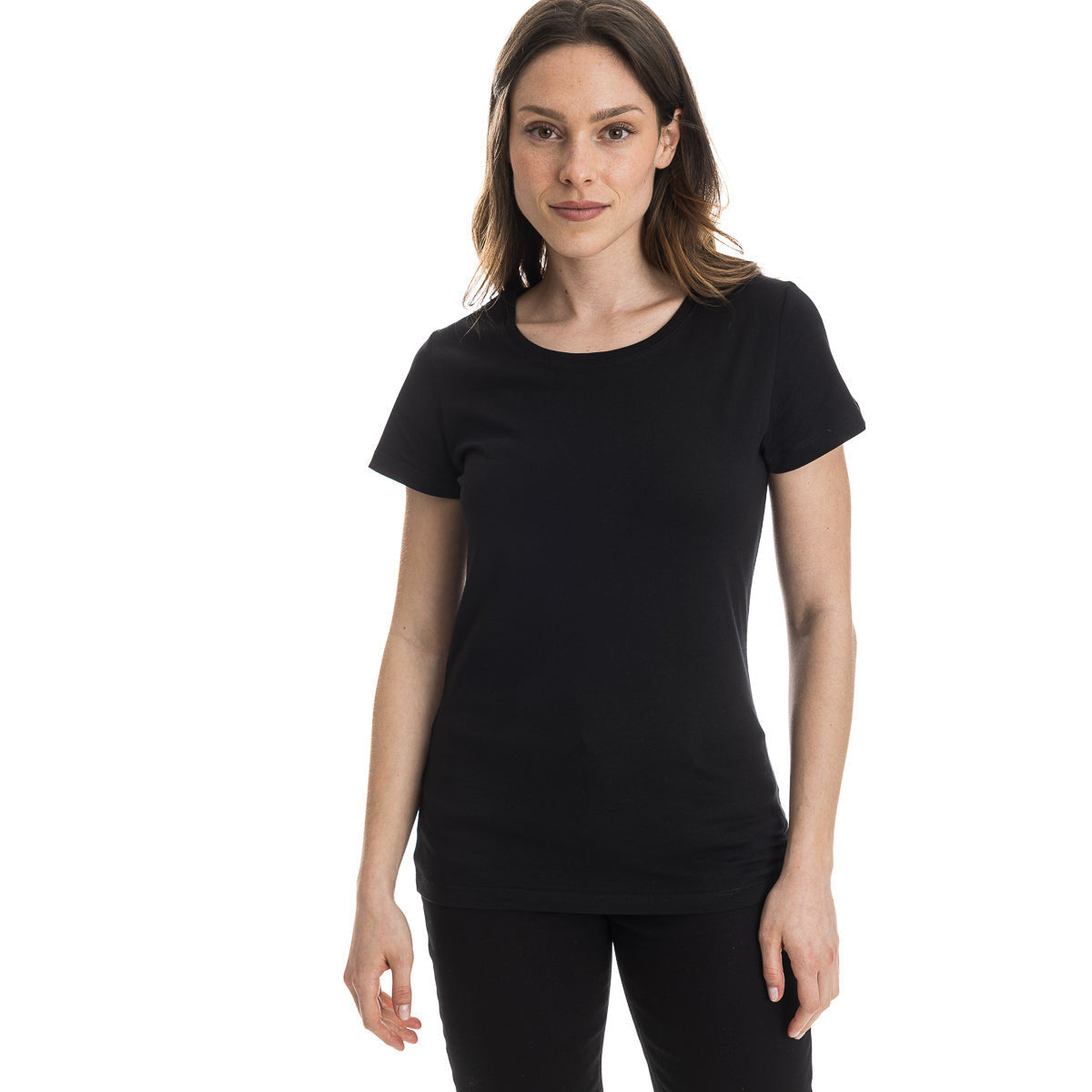 T-shirt noir femme en coton col rond fabriqué en France
