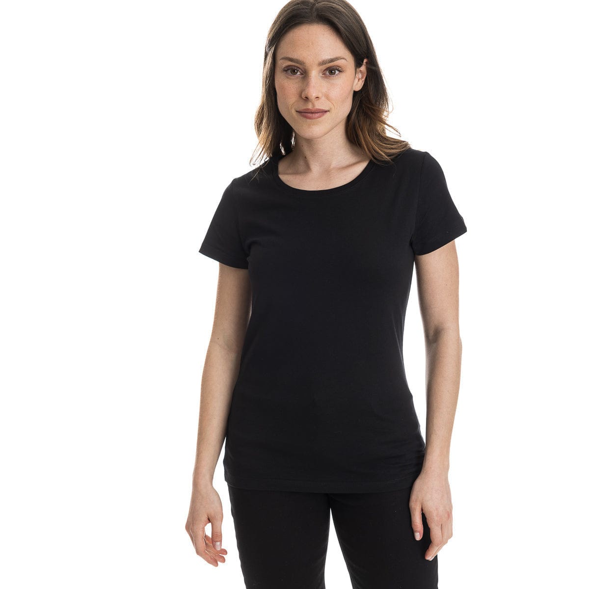 T-shirt noir femme en coton col rond fabriqué en France