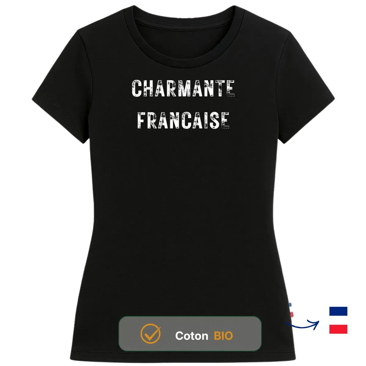 T-shirt femme noir | CHARMANTE FRANÇAISE