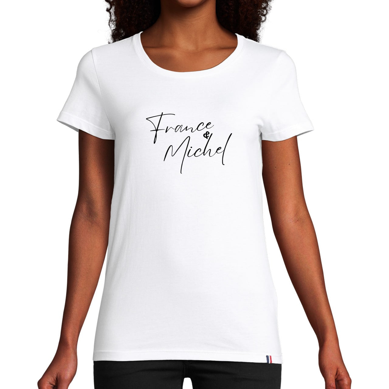 t- shirt femme coton bleu marine à col