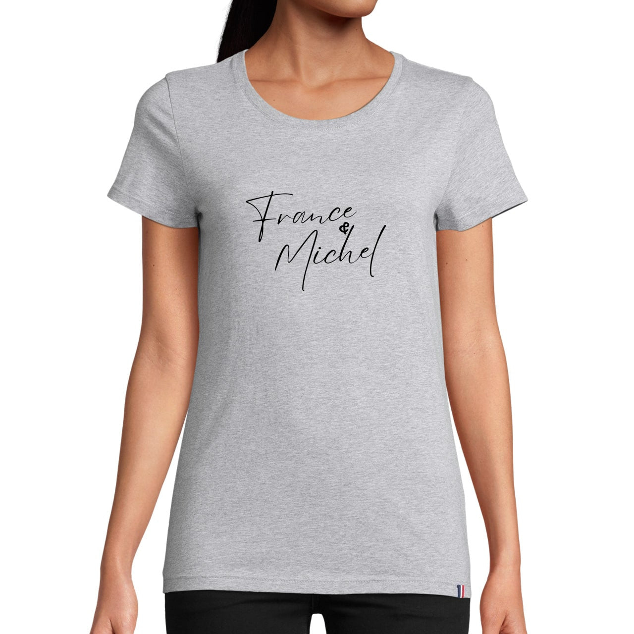 t- shirt femme coton bleu marine à col